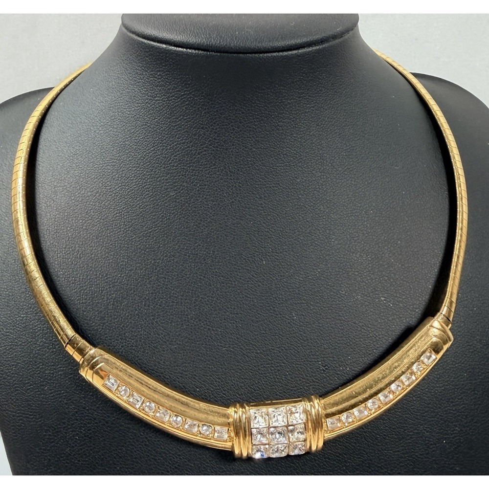 Swarovski Choker Gold Tone Clear Crystal Necklace